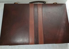 Vintage Backgammon Briefcase Set Game Folding Carry Case Brown No Manual