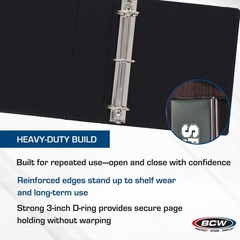 BCW 3-Inch Sports Card Album Binder | Durable Black D-Ring Card Binder Holds …