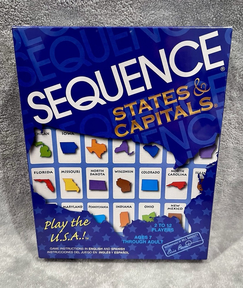 Sequence States & Capitals Board Game Jax Educational Geography Sealed Cards