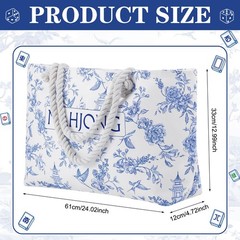 Empty Mahjong Tote Bag Mahjong Canvas Bag 24.0 x 13.0 x 4.7 Inch Chinoiserie …
