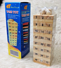 48 Pieces Tumbling Tower Wood Block Amilton Bradley Game, For Ages 8 To Adult