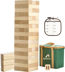 Apudarmis 54 PCS Tumble Timber Set [Up to 3.2FT], Pine Wooden Tumble Tower Game