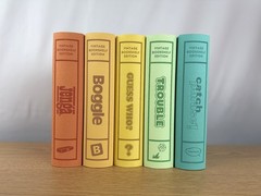 Vintage Linen Bookshelf Game 5 Pack with Guess Who WS Game Company Open Box