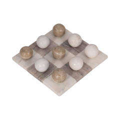 Ivory 9 In. X 3 In. Stone Tic Tac Toe Decorative Game Set