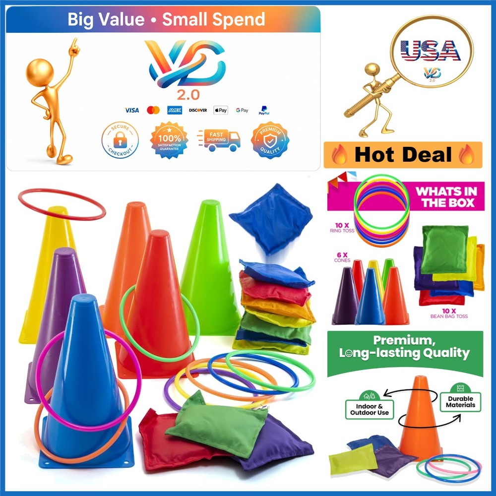Multicolored 3-in-1 Yard Game Set for Kids & Family Outdoor Indoor Play