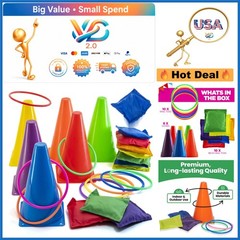Multicolored 3-in-1 Yard Game Set for Kids & Family Outdoor Indoor Play