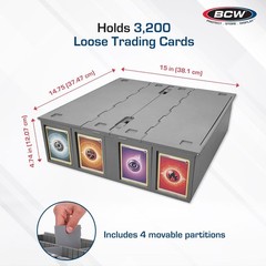 Card Storage Bin 2 Pack Gray Holds 3200 Cards Each BCW 1-CCB-3200 Collectible
