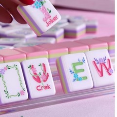 Floral Hand Painted American Mahjong Tile Set Pink Purple girly Pastel 160