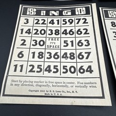 Vintage Lot of 6 Cardboard Bingo Cards Blue 4.5 X 5.5 Scrapbooking Vignettes
