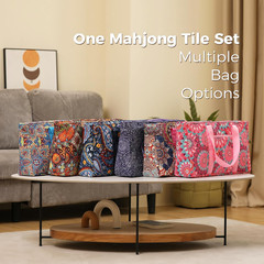 American Mahjong Tile Set with Navy Printed Carrying Bag, 166 Premium White Tile