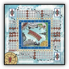 Board Game Travelers w/ Dice, meeples, 2-4 Players, Ages 13+, 2-in-1