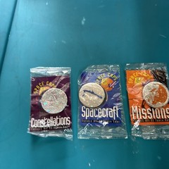 Lot 3 Long John Silvers Vintage Space Caps/Pogs Sealed Package Moon ZA5