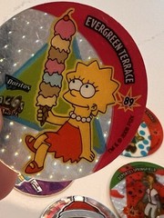 Rare Lot 12 Mexico THE SIMPSONS Tazos Moe Otto Todd Clear Shiny Collector Pogs