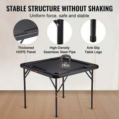 Uimoso Mahjong Table 4Player Folding Card Table & 4 Cup Holders Chip Trays Black