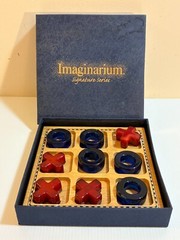 Imaginarium Signature Series Glass Red Blue Tic Tac Toe Table Game in Box