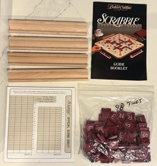 Scrabble Deluxe Edition 1989 MB No. 4034 Red Tiles Rotating Turntable Board Game