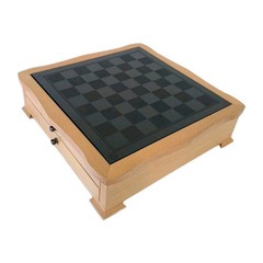 6 Game Combination Set Black Glass Board With Nice Solid Wood Holding Box 14×14