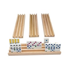 Domino Racks for Mexican Train Dominoes – Wooden Domino Holders Set of 4