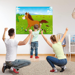 Pin The Tail on The Horse Birthday Game with 48pcs Tails for Kids Farm Birthd…