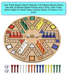 Fast Track Board Game Wooden 3-6 Players Board Game Set with 24 Board Game Piece