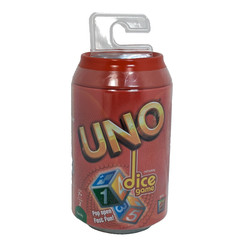 Uno Dice Game Tin Soda Pop Can Coin Bank Red 2011 Mattel New SEALED
