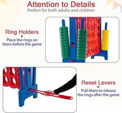 Classic Jumbo 4-to-Score Game Set – Engaging Fun for All Ages, Easy to Clean!