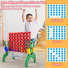 Giant Connect 4 Game 4-in-A-Row Outdoor Indoor Kids Family Portable Tabletop