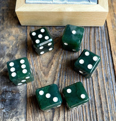 Boxed Set of 6 Genuine Natural Canadian Nephrite Jade 15mm Dice