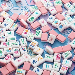 American Mahjong Set 168 tiles 1.4in Pink Blossom theme tile bag included