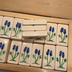 HANDPAINTED TEXAS BLUEBONNETS Extra Thick DOMINOES Texas Imagineering