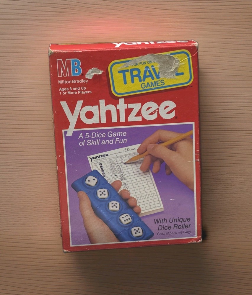 VTG 1989 Yahtzee Travel Game by MB Milton Bradley Age 8 & Up 1 or more players