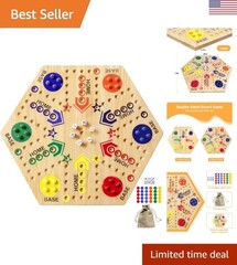 Deluxe Double-Sided Wooden Marble Game for 2-6 Players – Exciting Fast Track Fun