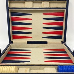 Compact Leather Backgammon Board Game Set – 10.5″ x 16″, Missing Dice