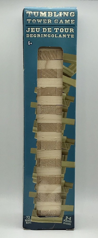 Tumbling Tower Stacking 2″ Wooden Block Strategy Game 72 Pc 8.5 In Tall