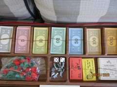 1973 Parker Brothers Monopoly Game with 10 Metal Player Tokens, faux wood tray