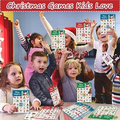 46PCS Christmas Bingo Game Cards for 30 Players Christmas Party Games for Kids