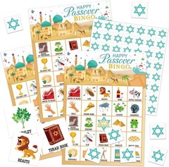 35 Pcs Passover Bingo Games 24 Players Pesach Bingo Cards Jewish Seder Matzo …