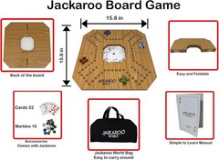 Jackaroo Board Game – 2-4 Player Cards and Marbles Board Game – Marble Chase …