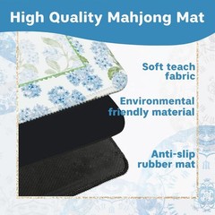 Blue Hydrangea Floral Anti-Slip Mahjong Mat 31.5in – Perfect for Game Gatherings