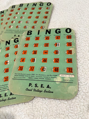 PSEA Bingo Cards – Vintage – Cardboard – Orange Windows – Set of 10