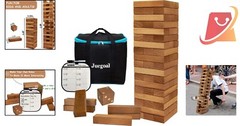 Giant Tumble Tower Blocks Wooden 54 Piece Game Set for Indoor Outdoor Fun