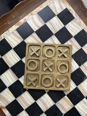 Vintage Brass Tic Tac Toe Board Table Game Set And Case