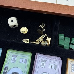 HUGE Monopoly Luxury Edition Blue Board Game Collectible Wood – PARTS MISSING !