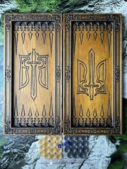Cossacks & Modern Army Wooden Hand Carved Backgammon Set Board 9″ x 19″ + cover
