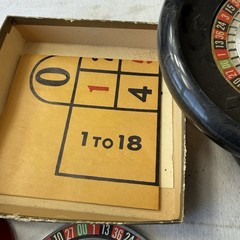 LOT 1940’s Vintage Pocket Roulette Red Tin Toy Mini Travel Antique Wheel Games