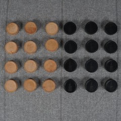 Vintage Wooden Checkers 24 Piece Set Hal Sam Made in USA Embossed Wood Game Box