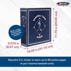 BCW Supplies Baseball 3″ Album – Blue | Premium Durable Binder Single,
