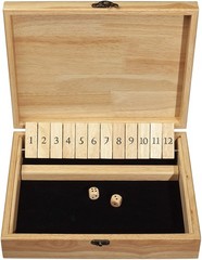 WE Games Board Game with Dice, 12 Numbers, in Natural Wood Box with Lid