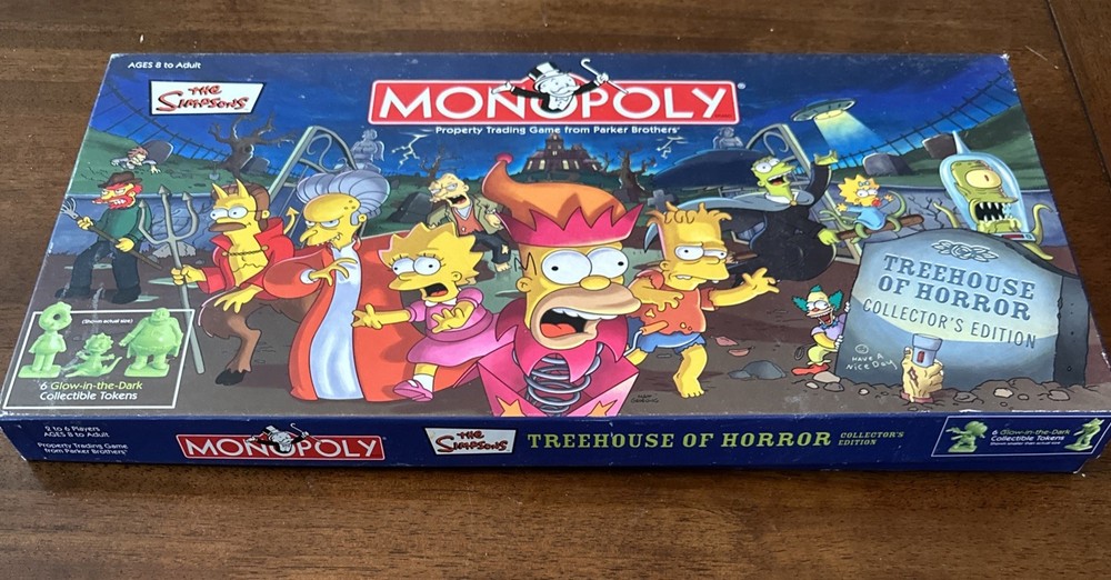 THE SIMPSONS TREE HOUSE OF HORROR Monopoly GLOW-IN-THE-DARK Board Game- Complete