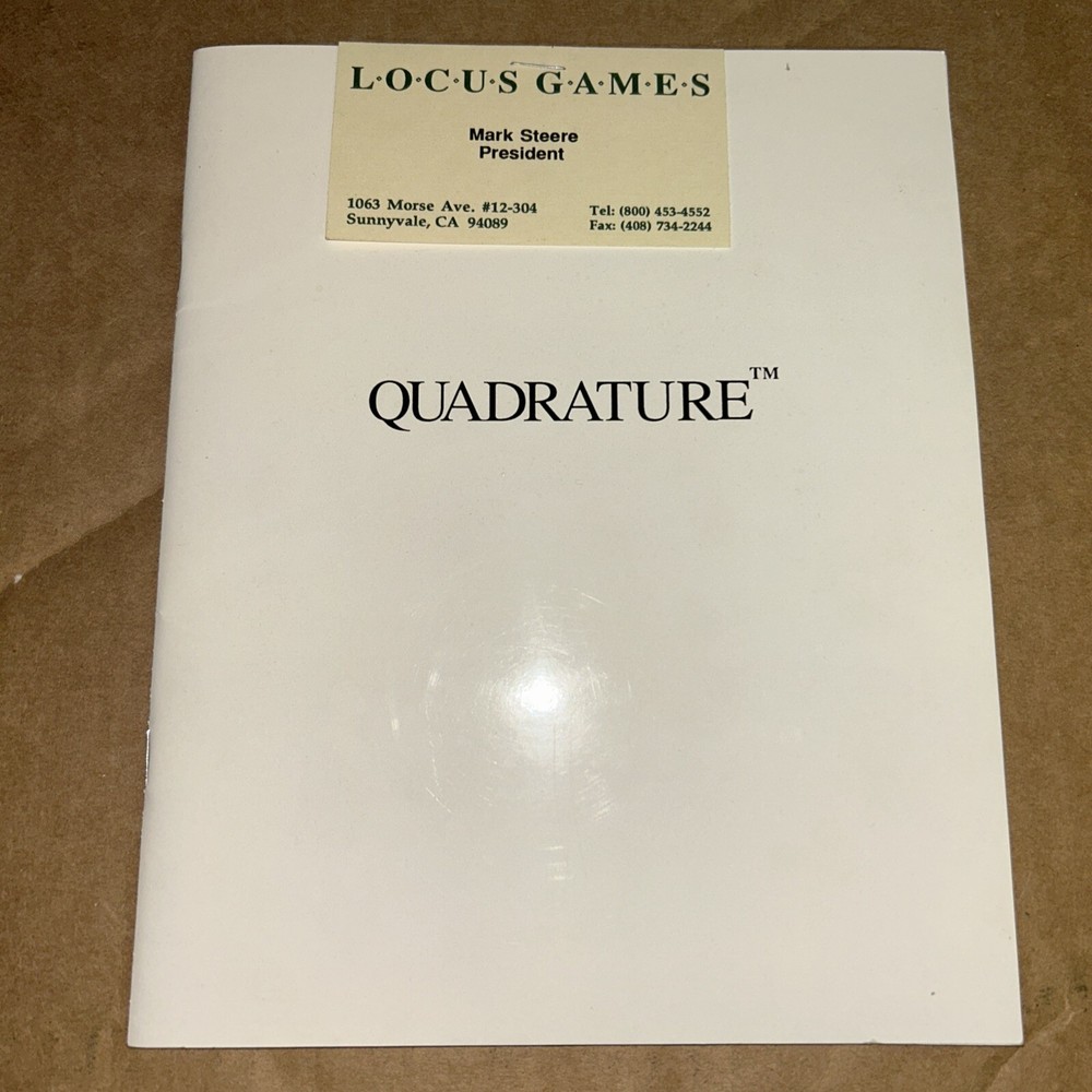 1992 Locus Games ‘Quadrature’ Strategy Game Development By Mark Steere TPB